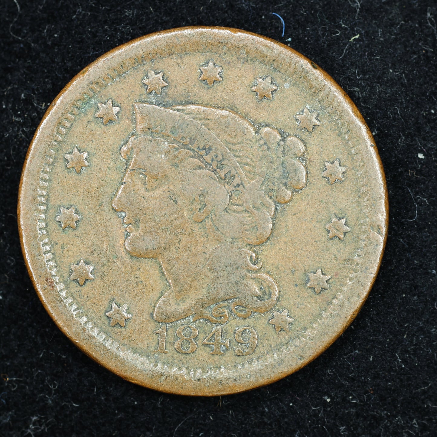 1849  Braided Hair US Large Cent 1C Penny