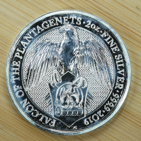 2019 GB 2 oz Silver Queens Beasts Falcon of the Plantagenets Exact Coin Pictured