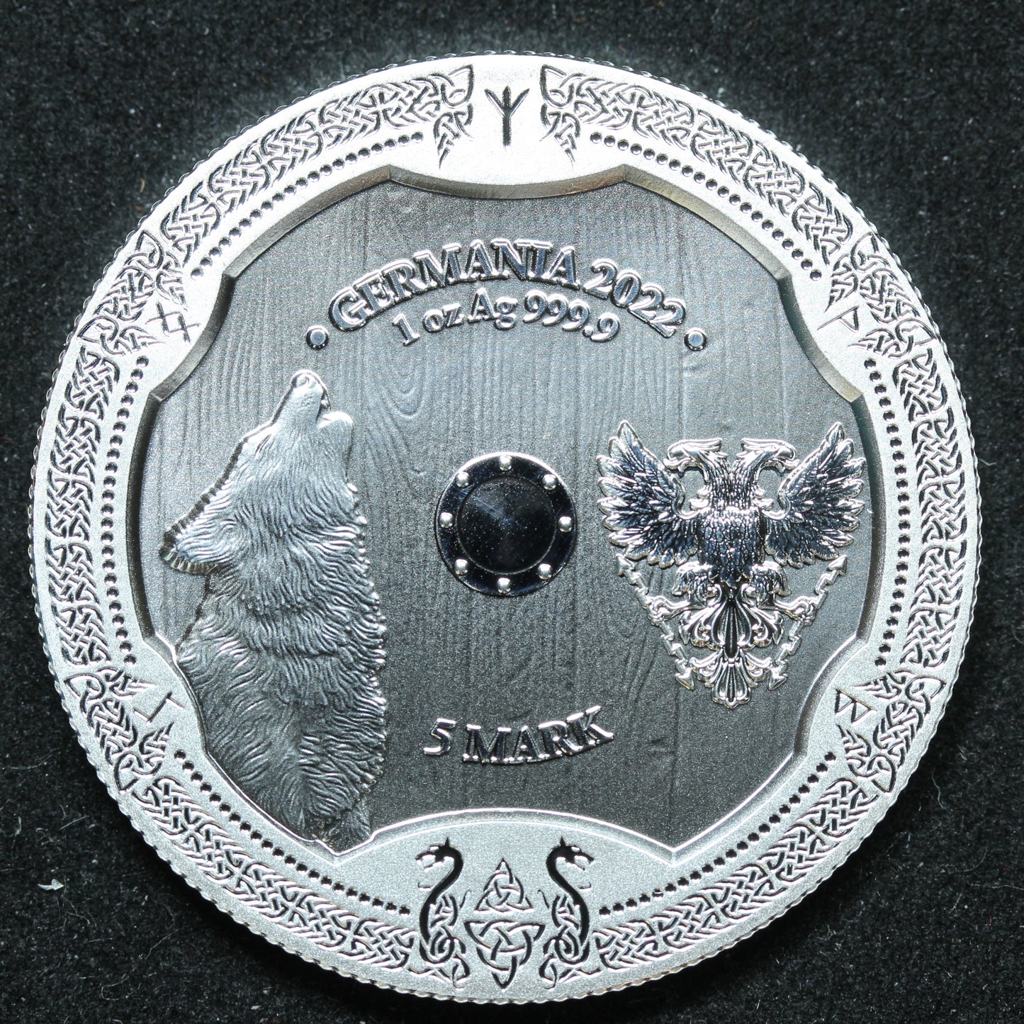 1 oz .9999 Fine Silver - 2022 Germania Hildegard 5 Mark Coin w/ Capsule