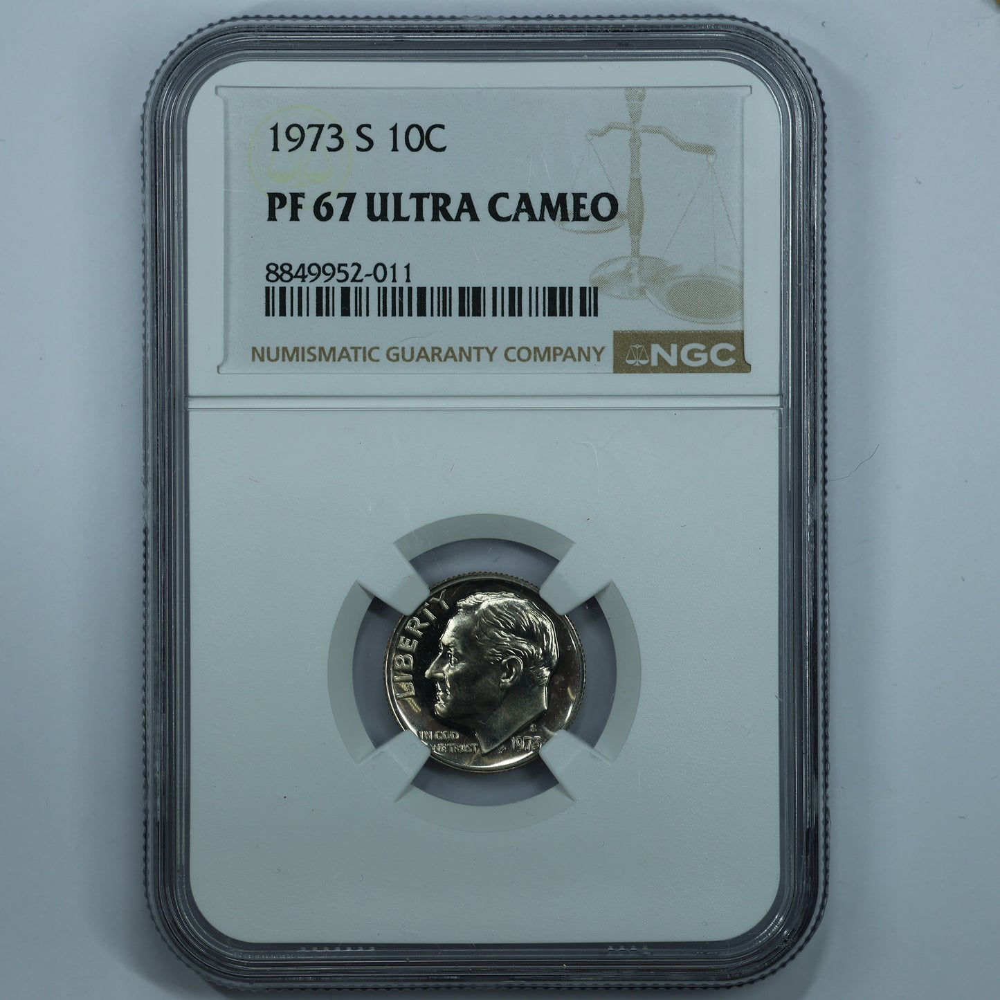 1973 S Roosevelt Dime 10c - NCG PF 67 Ultra Cameo