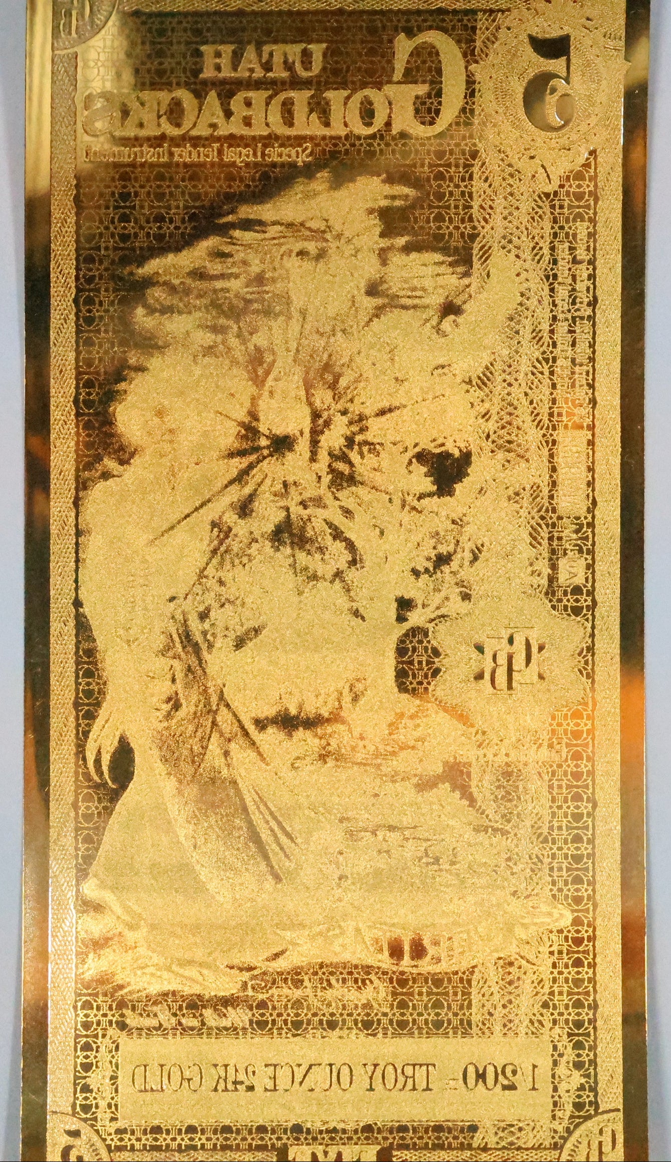 Utah 5 Goldbacks Gold Foil Note 1/200th Troy Oz 24KT Goldback