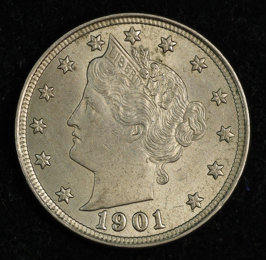 1901 5c Liberty V Nickel Five Cent Coin
