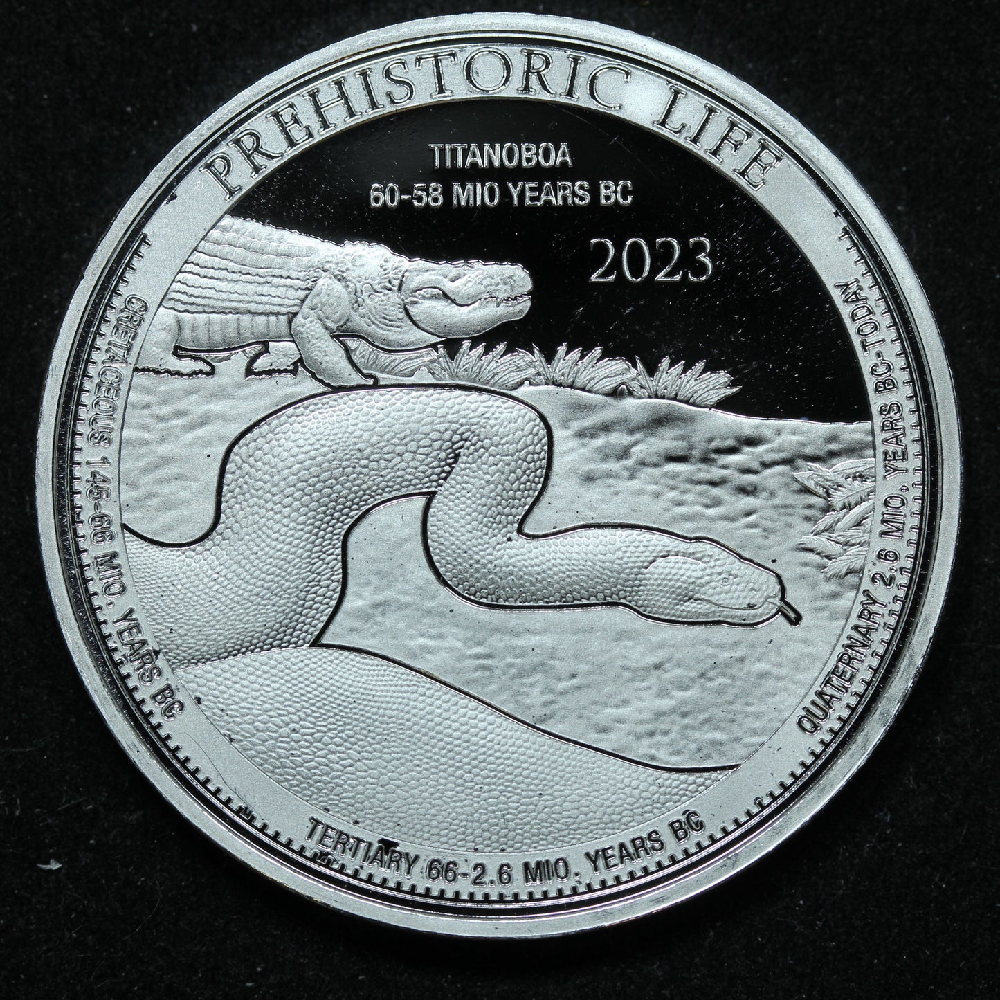 2023 1 oz .999 Fine Republic Of Congo 20 Francs Prehistoric Life Coin