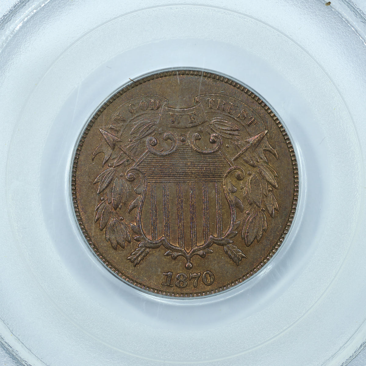 1870 2c Two Cent Piece United States - PCGS MS61 BN OGH