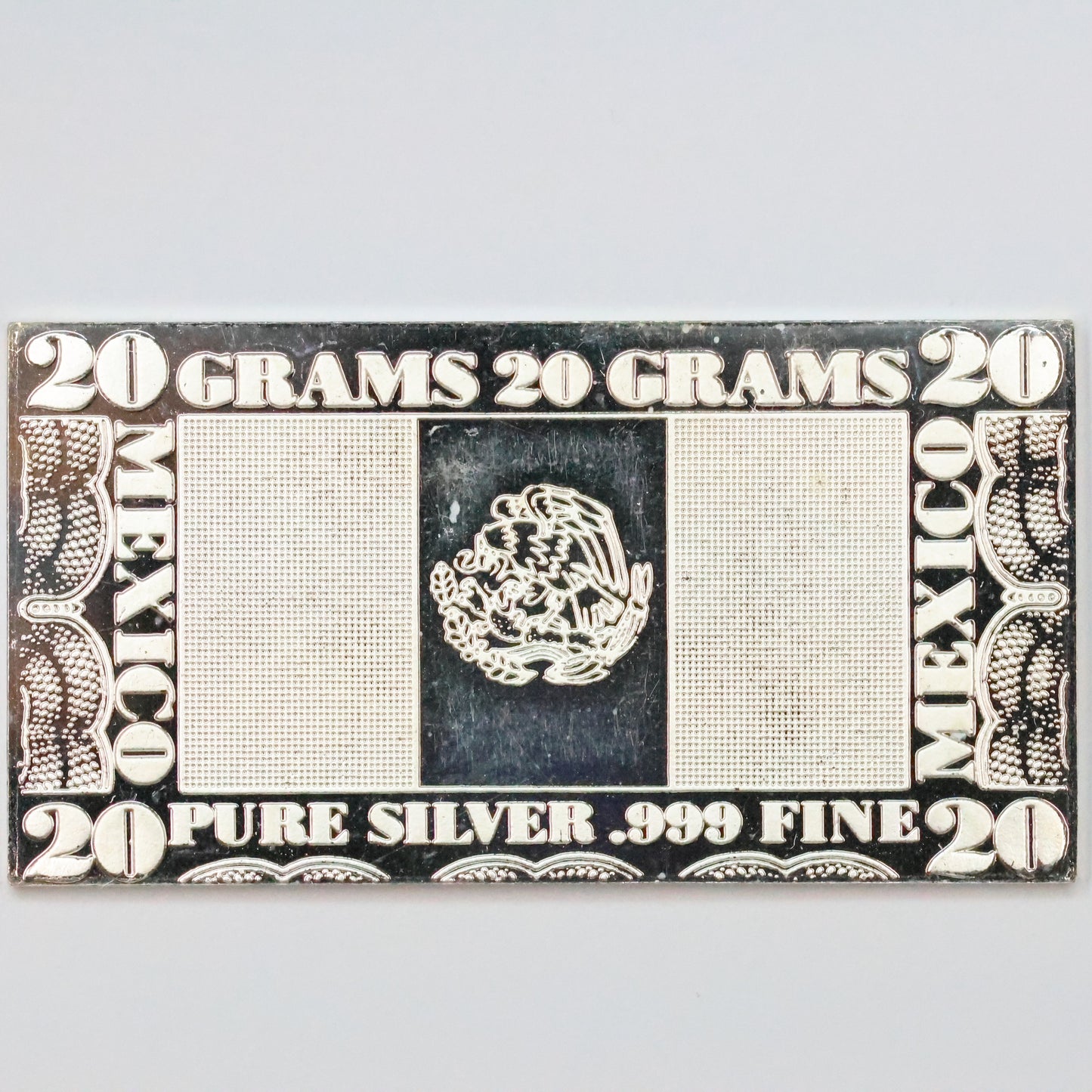 Mexico National Flag Bar 1973 by The Silver Mint 20 Gr .999 Fine Silver