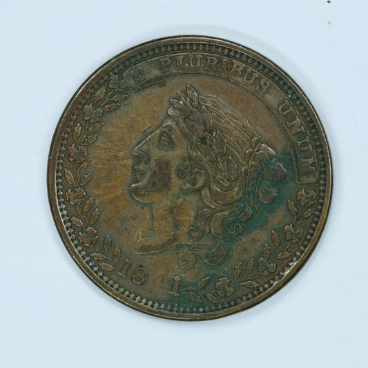 1841 Hard Time Token Millions for Defence Not One Cent