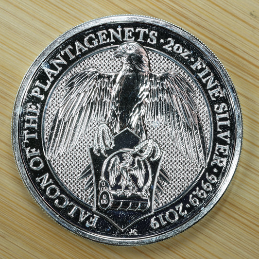 2019 GB 2 oz Silver Queens Beasts Falcon of the Plantagenets Exact Coin Pictured