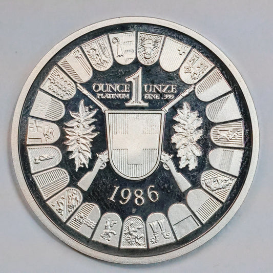 1986 Switzerland 1 oz Platinum Shooting Thaler Proof w/ Capsule
