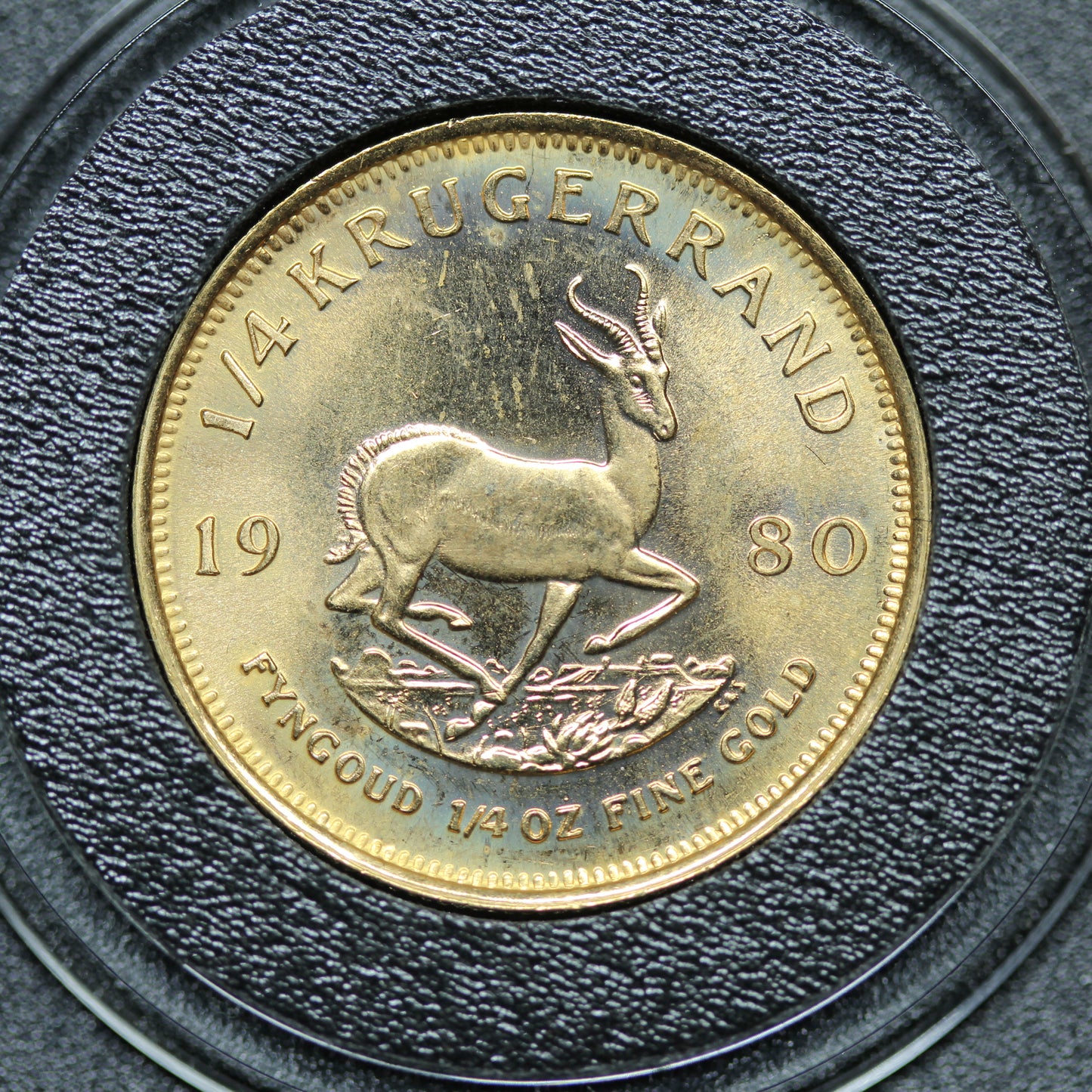 1980 1/4 oz South African Gold Krugerrand Bullion Coin w/ Capsule (#18)