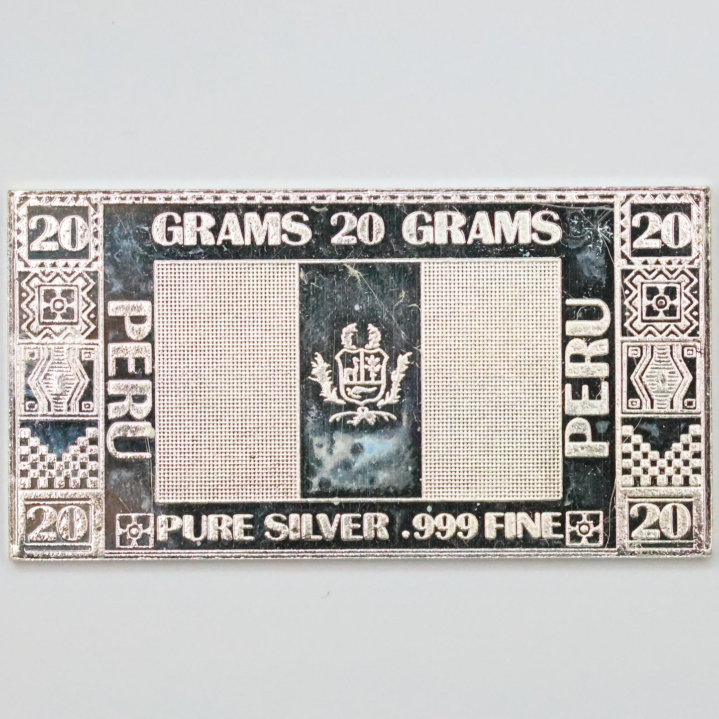 Peru National Flag Bar 1973 by The Silver Mint 20 Gr .999 Fine Silver