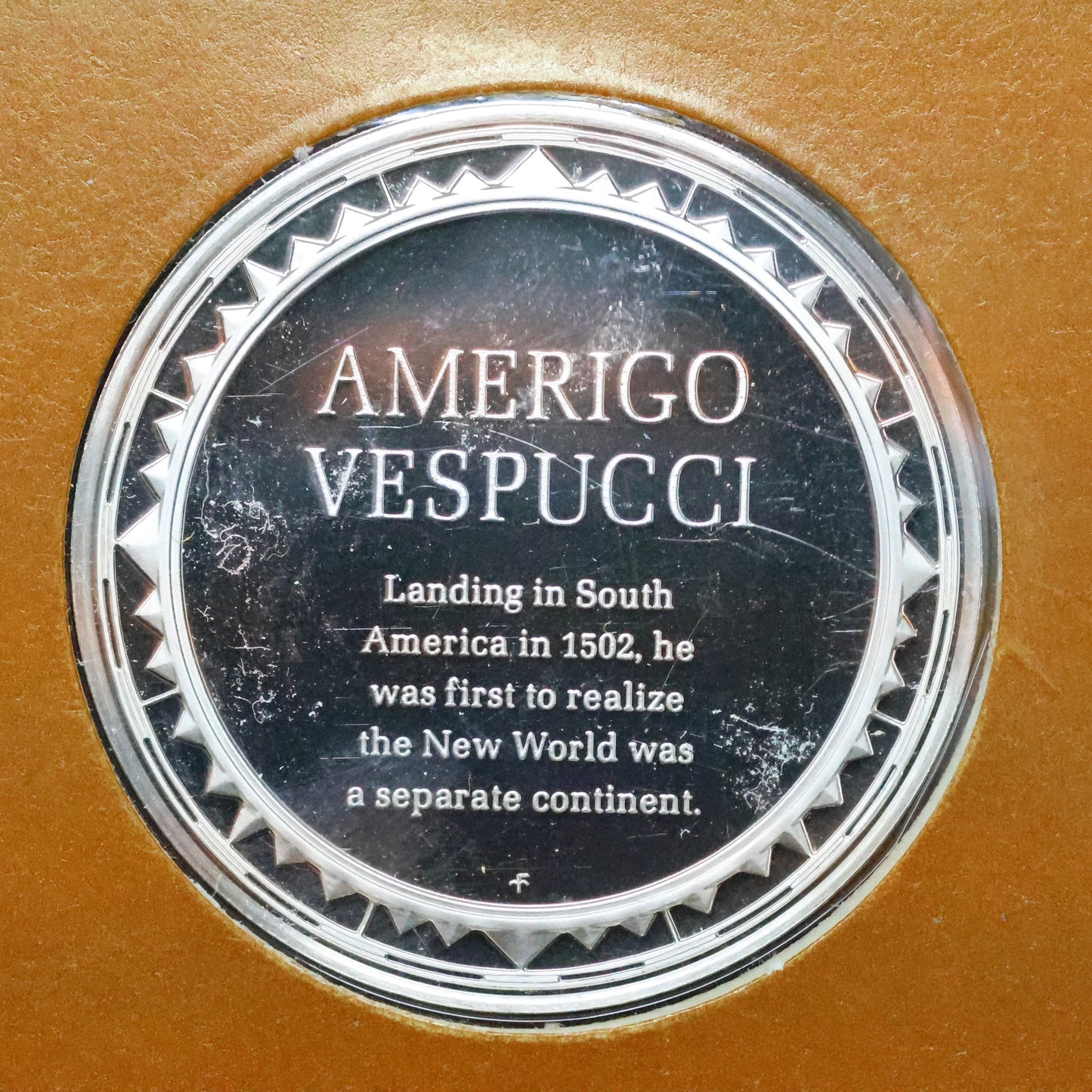 Franklin Mint The Great Explorers STERLING SILVER Art Round - Amerigo Vespucci