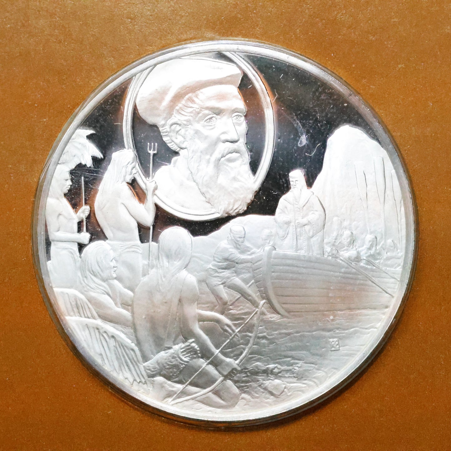 Franklin Mint The Great Explorers STERLING SILVER Art Round - Amerigo Vespucci