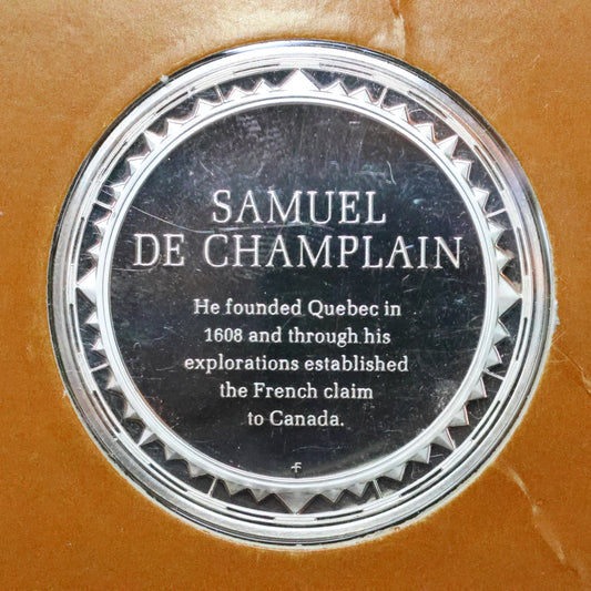 Franklin Mint The Great Explorers STERLING SILVER Art Round - Samuel De Champlain