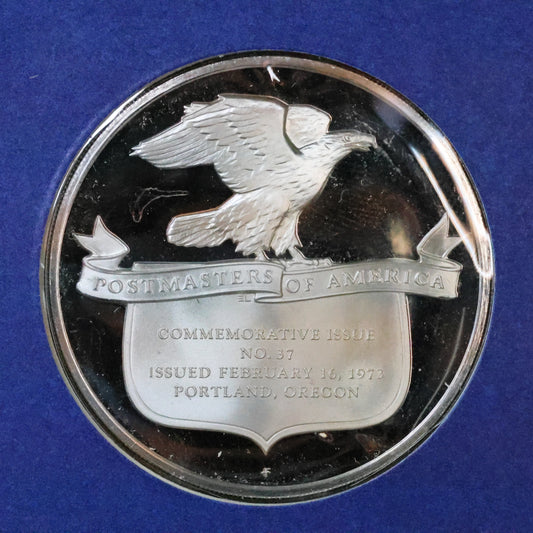 1973 Postmasters of America STERLING SILVER Art Round - No. 37 Colonial Communication