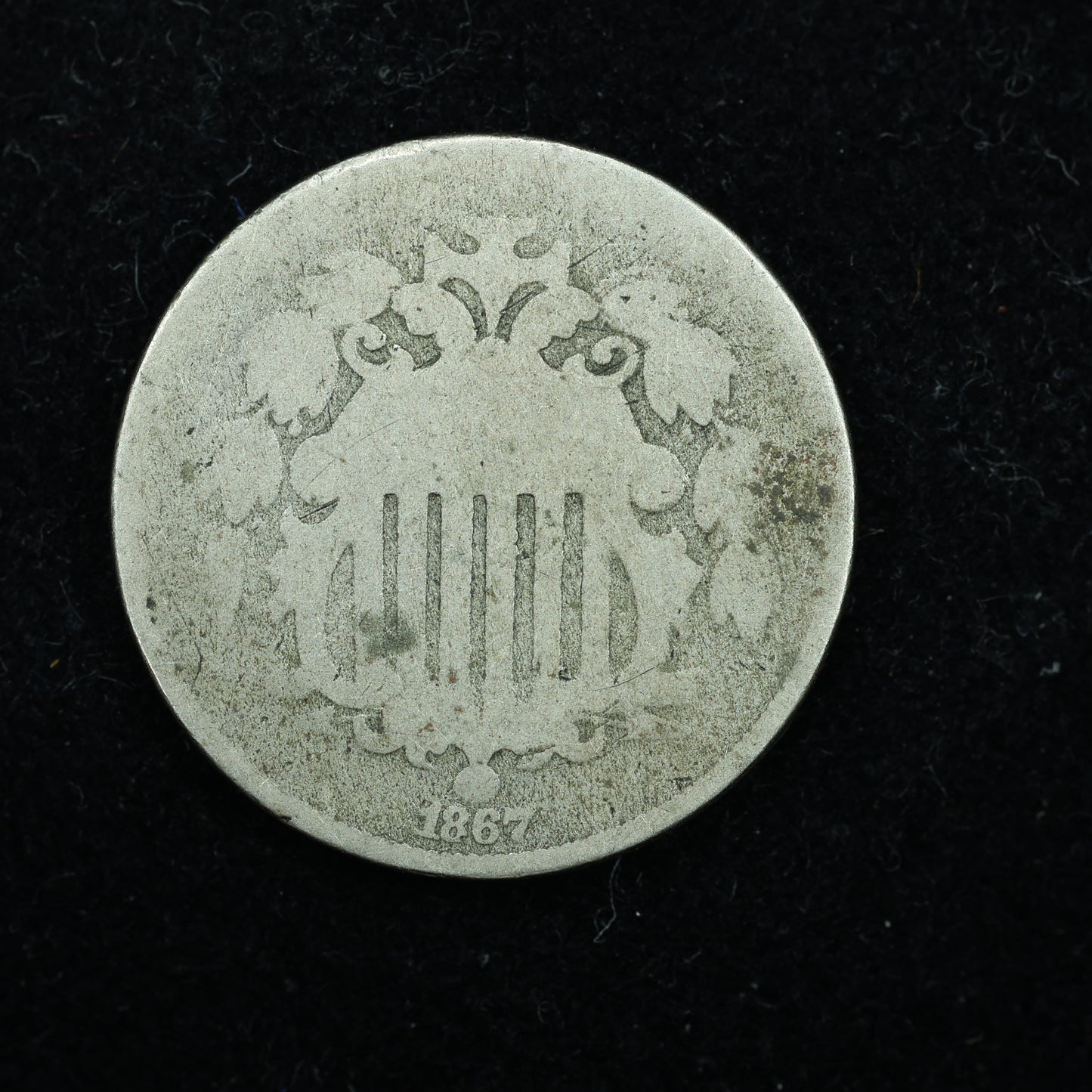 1867 Shield Nickel 5 Cents 5c Five Cents No Rays