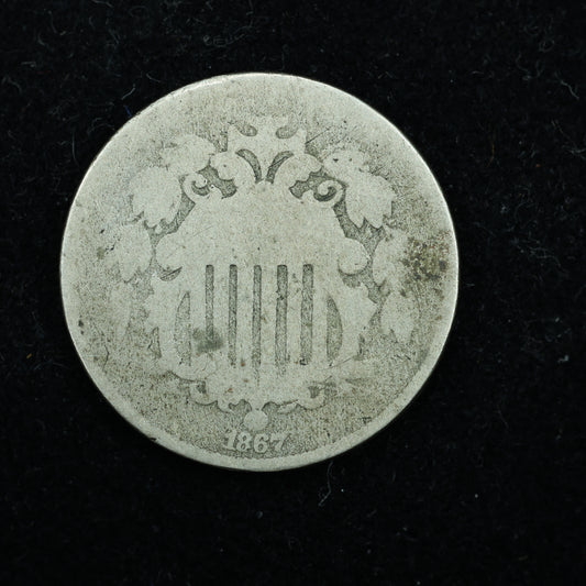 1867 Shield Nickel 5 Cents 5c Five Cents No Rays