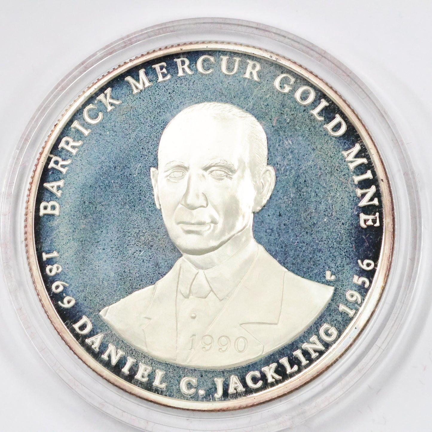 1990 Barrick Mercur Gold Mine Railroad Utah 1 oz .999 Fine Silver Round w/ OGP