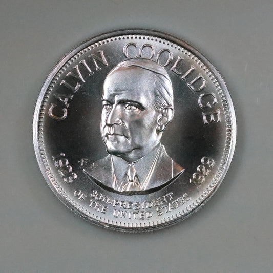 Franklin Mint Presidential Commemorative Sterling Silver Medal - Calvin Coolidge