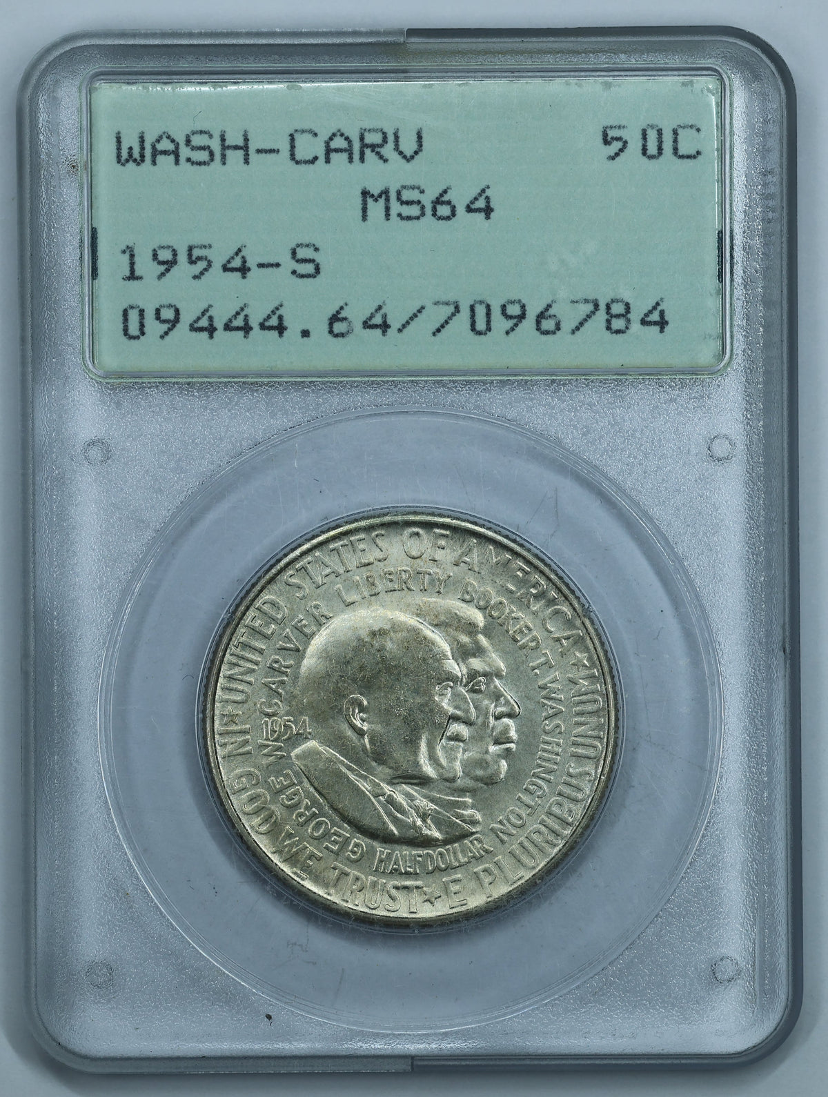 1954 S (San Francisco) Washington Carver Half Dollar 50c Commem. - PCGS MS64 Rattler