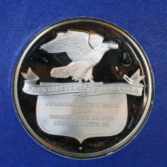1973 Postmasters of America STERLING SILVER Art Round - No. 39 Colonial Communication