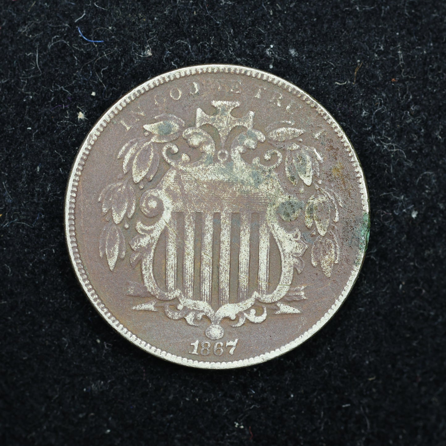 1867 Shield Nickel 5 Cents 5c Five Cents With Rays