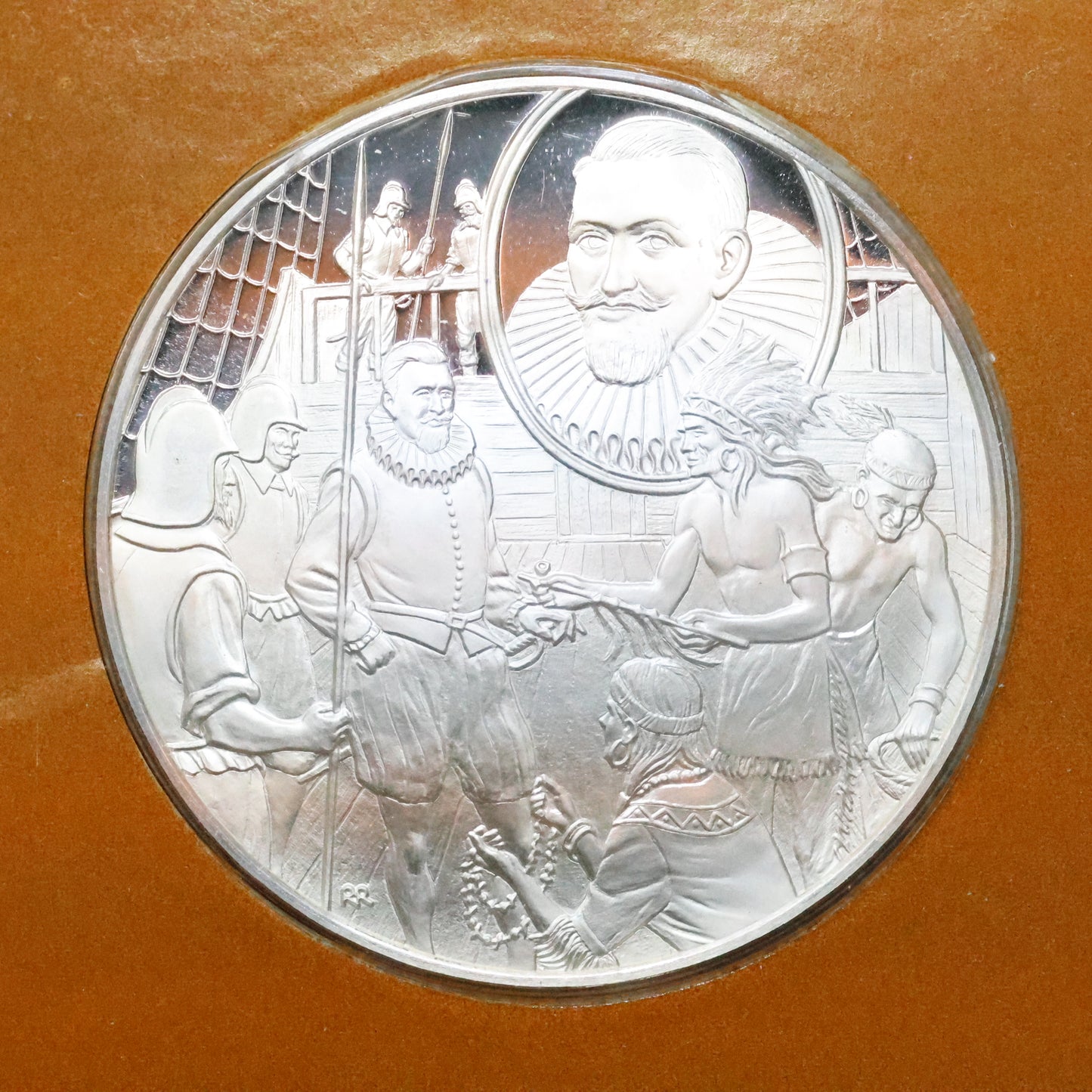 Franklin Mint The Great Explorers STERLING SILVER Art Round - Henry Hudson