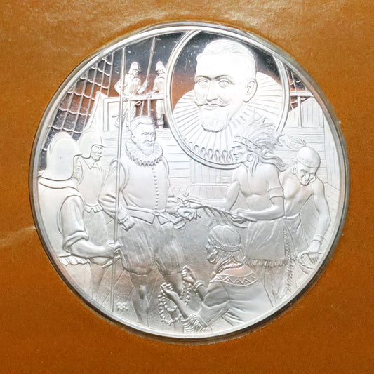 Franklin Mint The Great Explorers STERLING SILVER Art Round - Henry Hudson