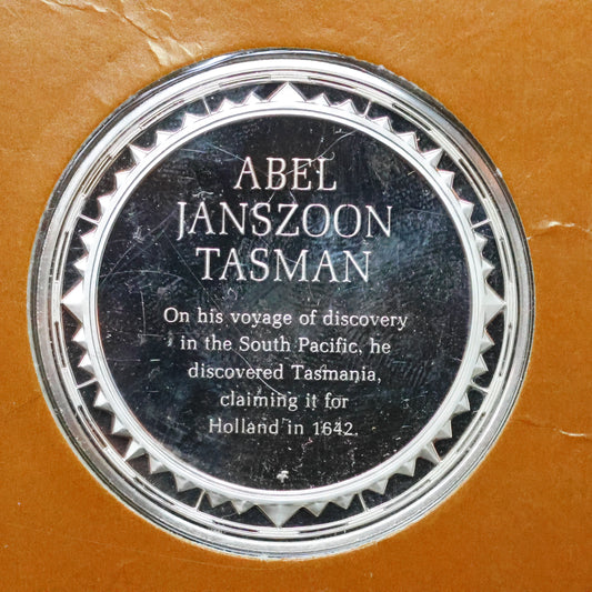 Franklin Mint The Great Explorers STERLING SILVER Art Round - Abel Janszoon Tasman