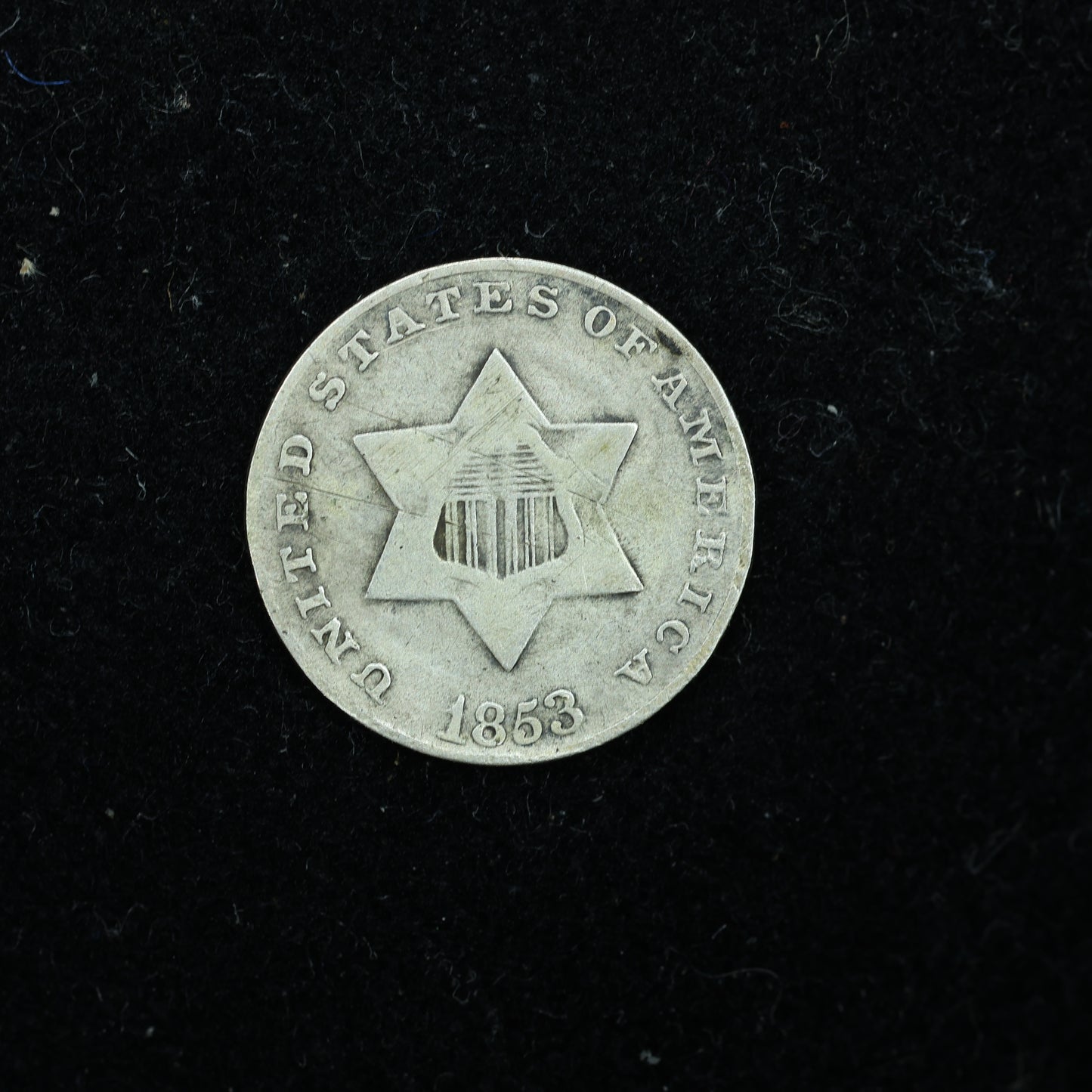 1853 Variety 1 Silver Three-Cent Piece (Trime)
