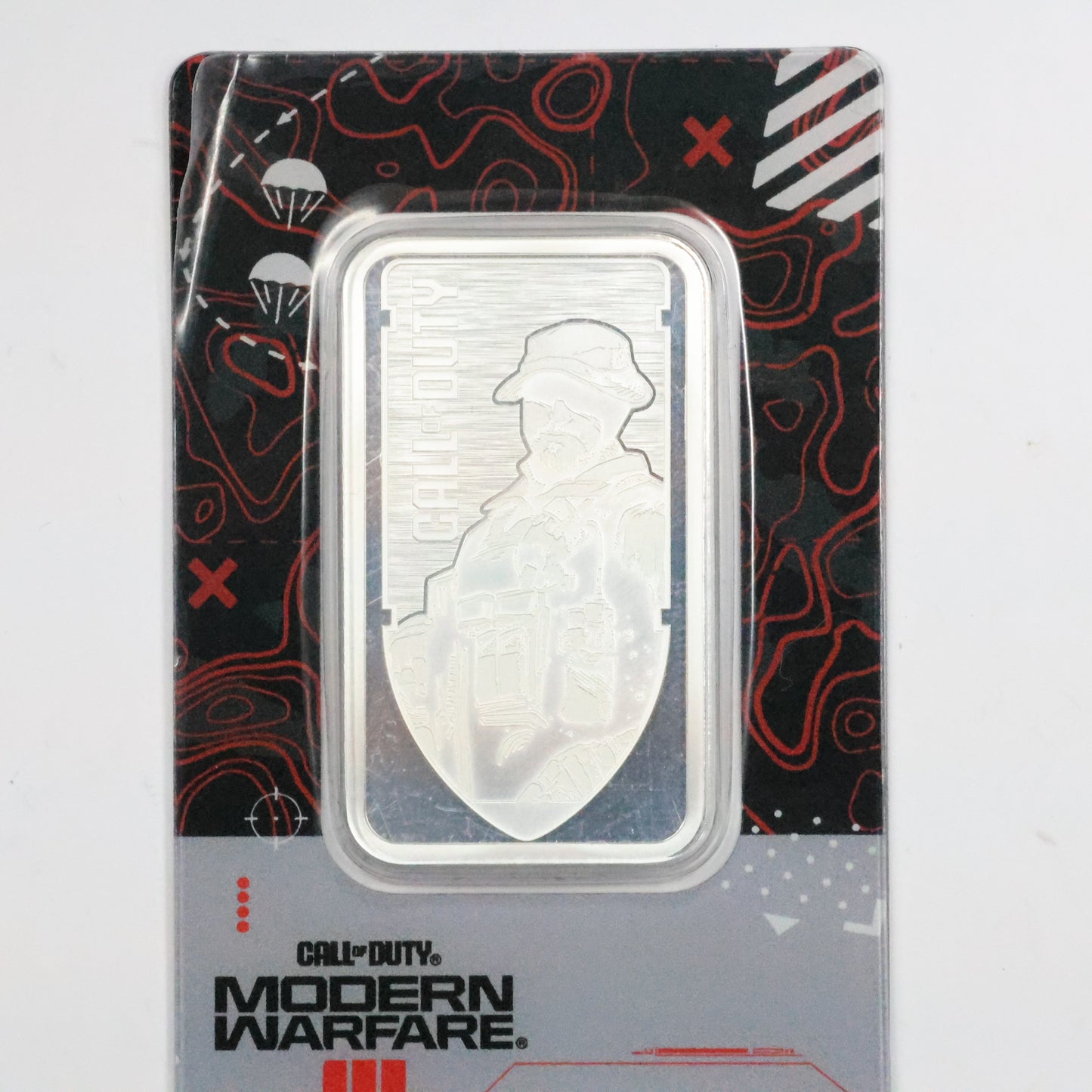 1 oz .999 Fine Silver PAMP Call of Duty®: Modern Warfare® III Bar w/ Pendant Frame & Box