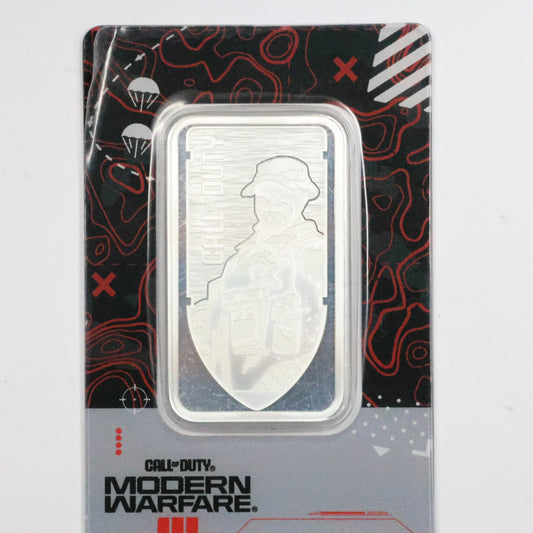 1 oz .999 Fine Silver PAMP Call of Duty®: Modern Warfare® III Bar w/ Pendant Frame & Box