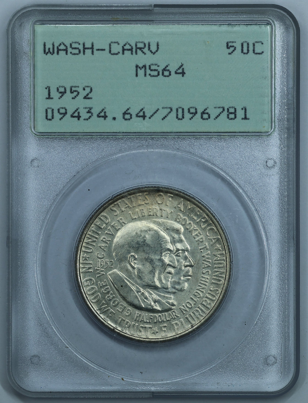 1952 Washington Carver Half Dollar 50c Commemorative - PCGS MS64 Rattler
