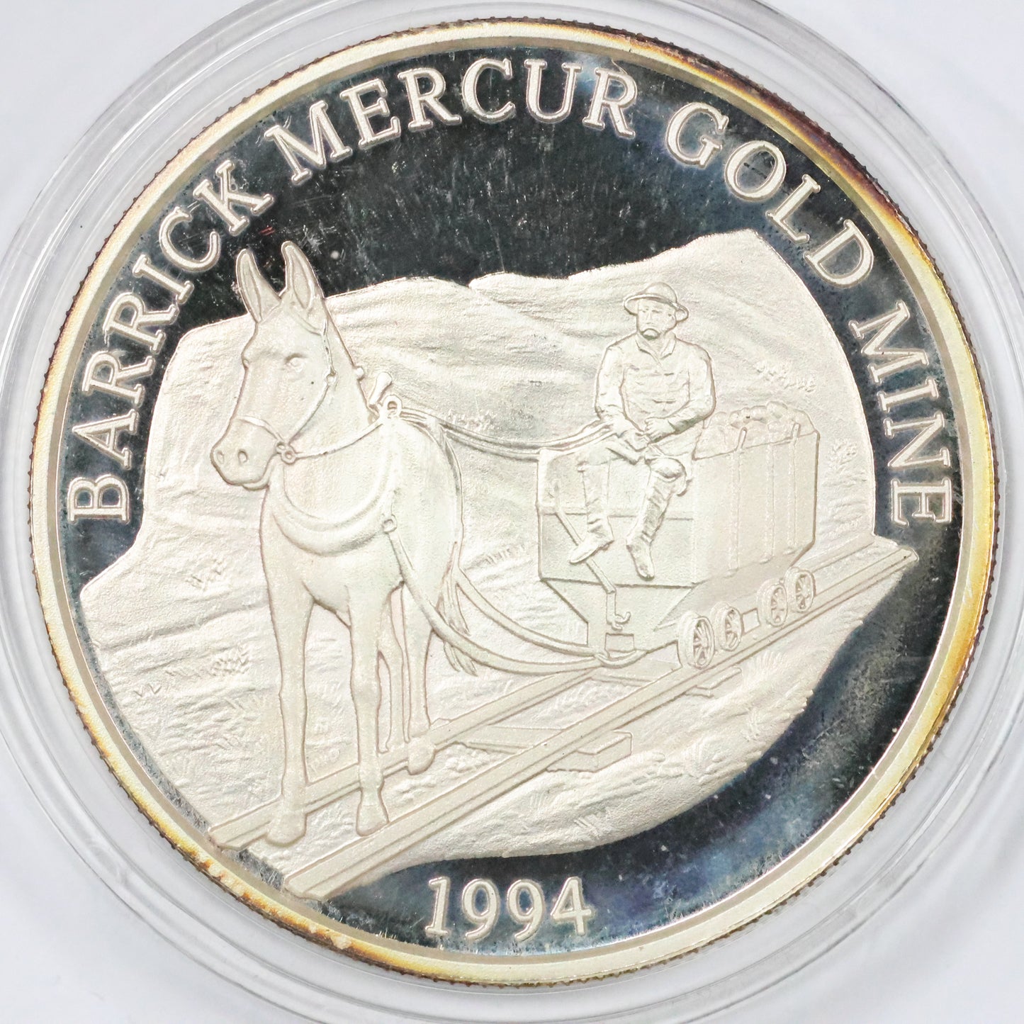 1994 Barrick Mercur Gold Mine Utah The Miner 1 oz .999 Fine Silver Round