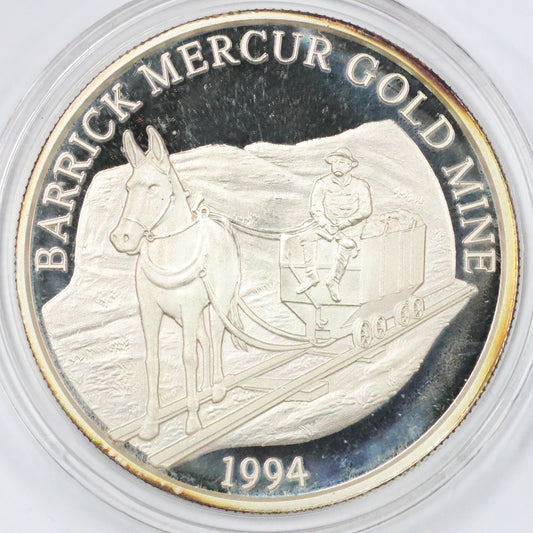 1994 Barrick Mercur Gold Mine Utah The Miner 1 oz .999 Fine Silver Round