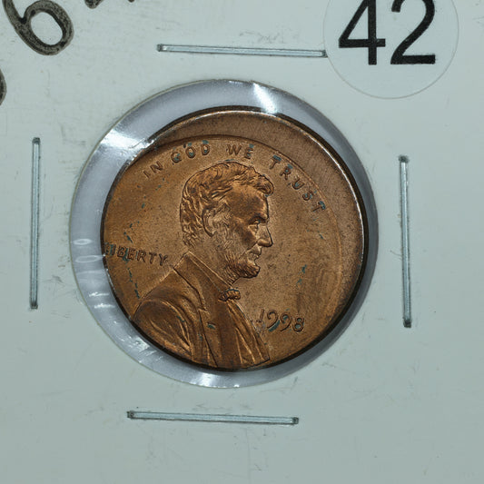 1998 Lincoln Memorial Penny Offset Off Center Error