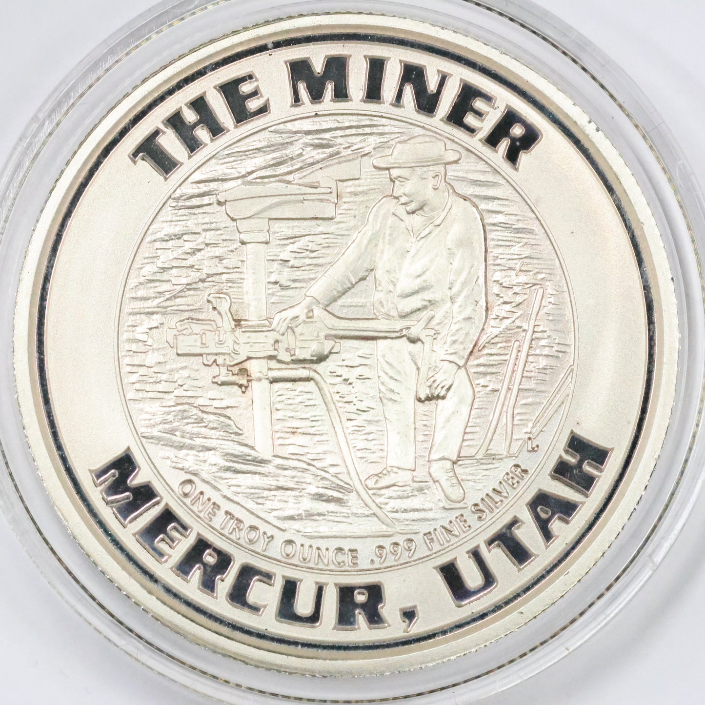 1994 Barrick Mercur Gold Mine Utah The Miner 1 oz .999 Fine Silver Round