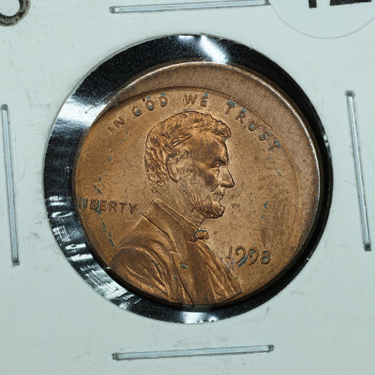 1998 Lincoln Memorial Penny Offset Off Center Error