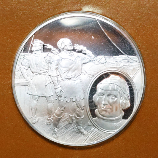 Franklin Mint The Great Explorers STERLING SILVER Art Round - John Cabot