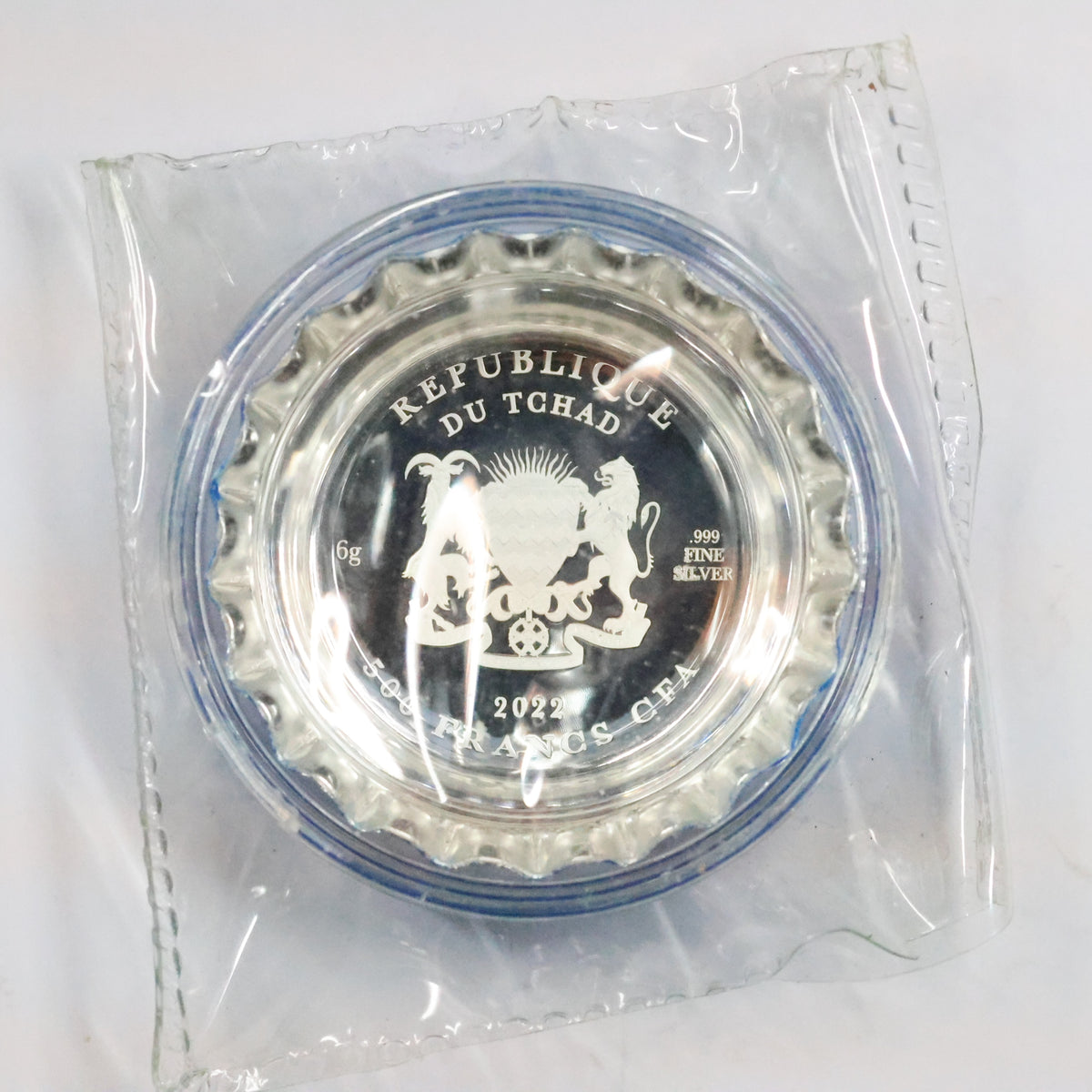 2022 Republique of Chad 6 gram Silver Pepsi Bottle Cap Sealed