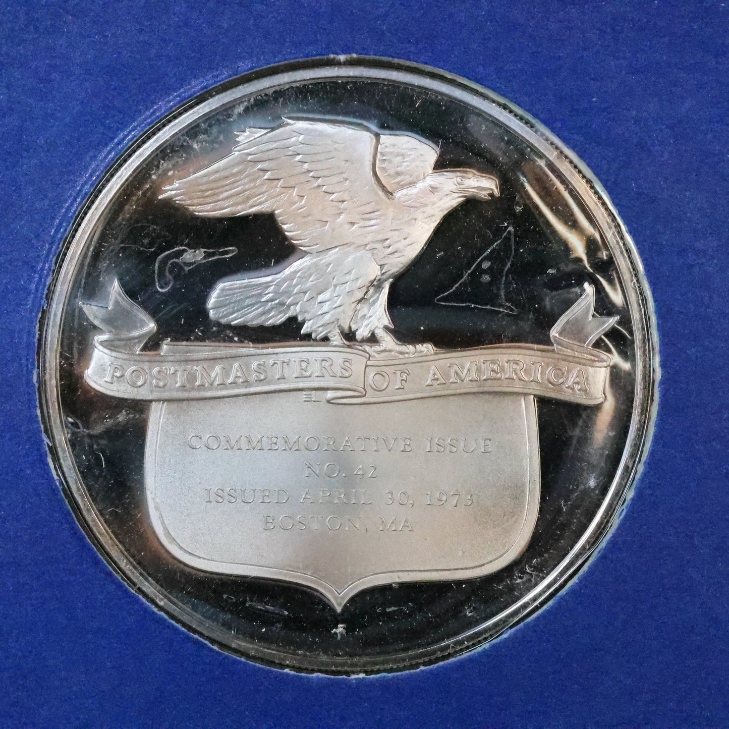 1973 Postmasters of America STERLING SILVER Art Round - No. 42 US Postal Employees