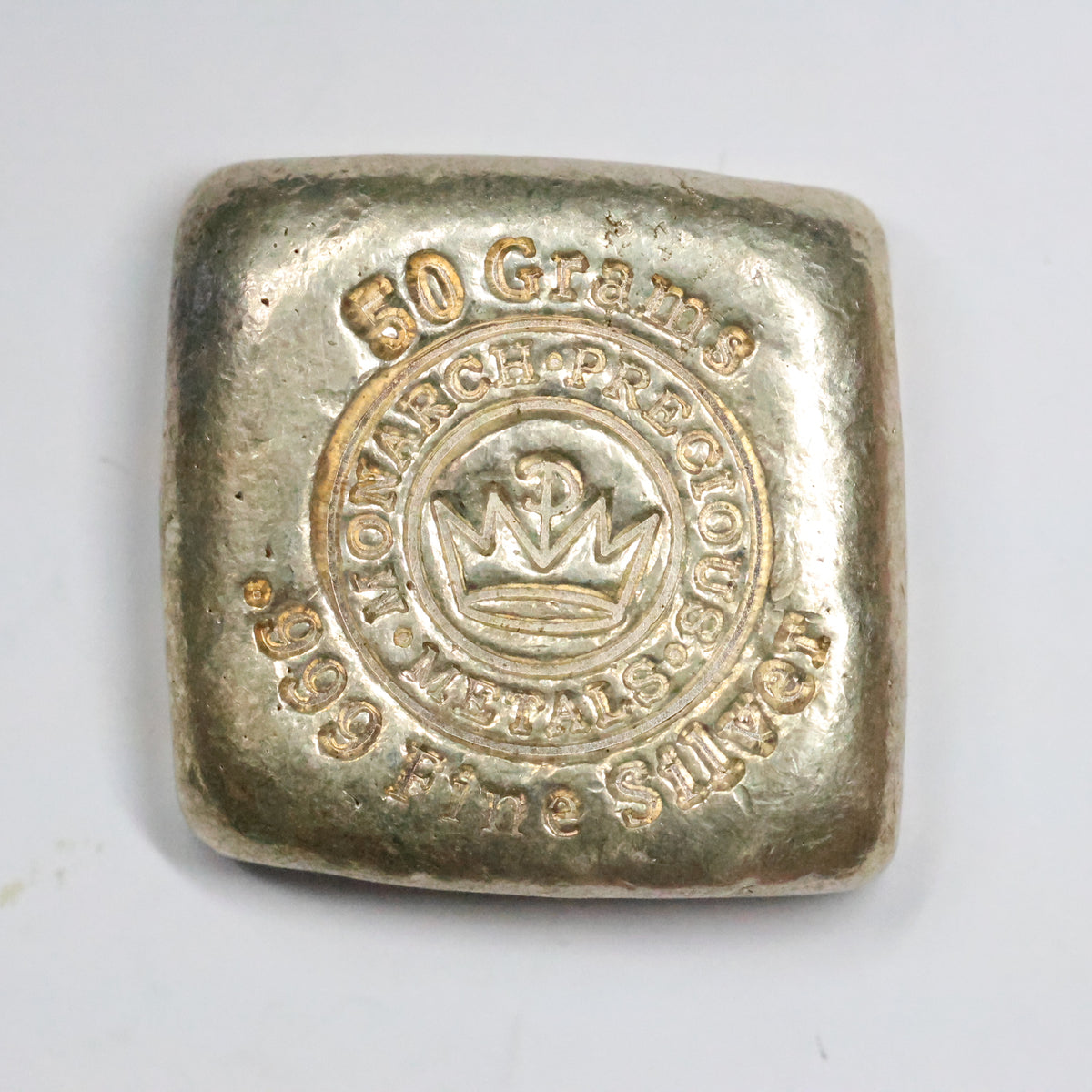 50 Grams .999 Fine Silver Monarch Precious Metals Poured Silver Bar