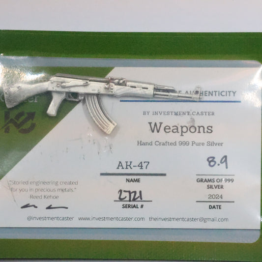 8.9 grams .999 Fine Silver Bullion AK-47 by Investment Caster