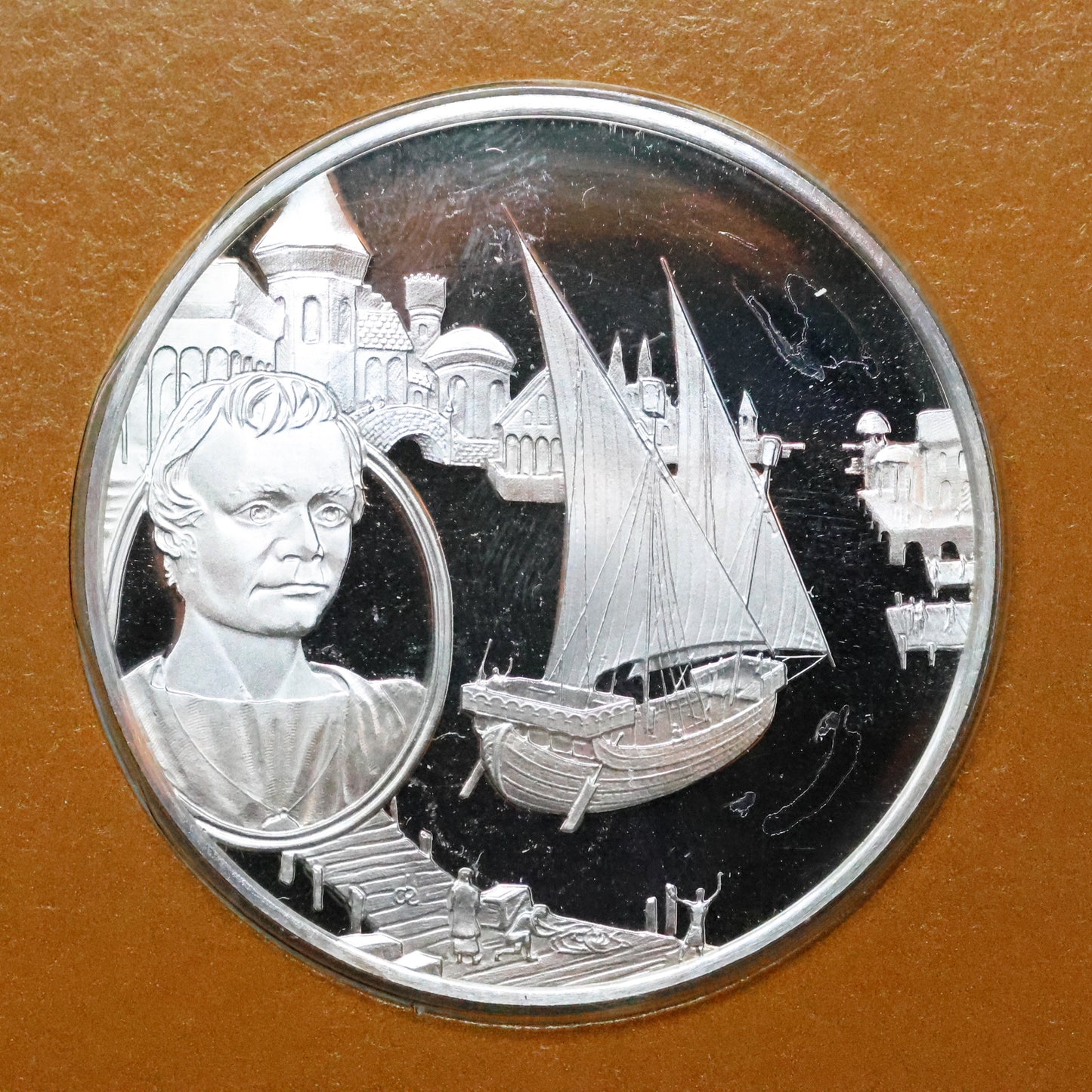 Franklin Mint The Great Explorers STERLING SILVER Art Round - Marco Polo