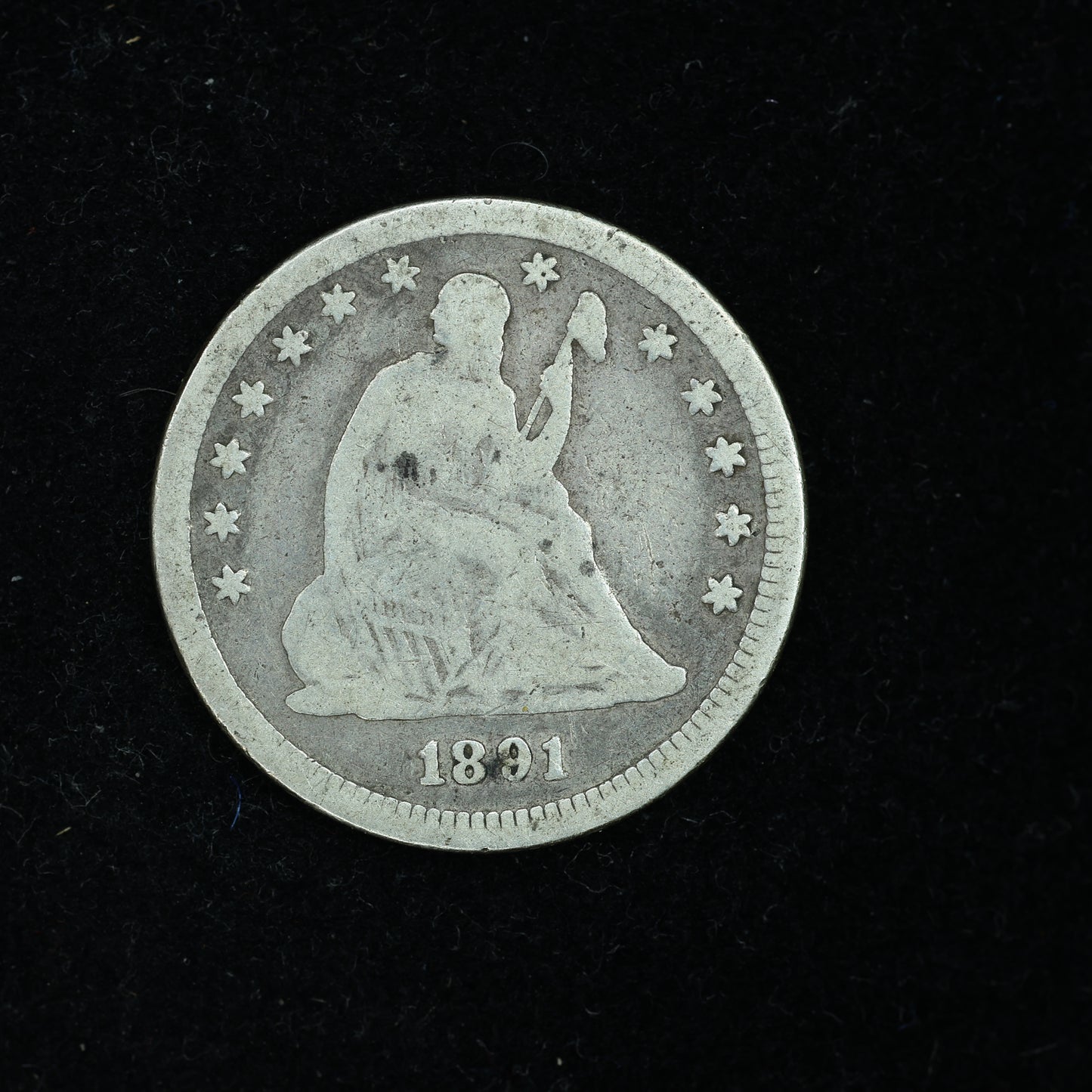 1891 Seated Liberty Silver Quarter Philadelphia