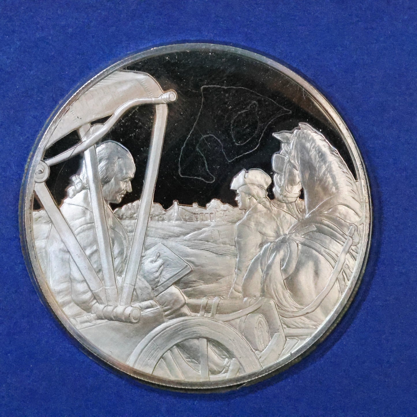 1973 Postmasters of America STERLING SILVER Art Round - No. 43 Colonial Communications