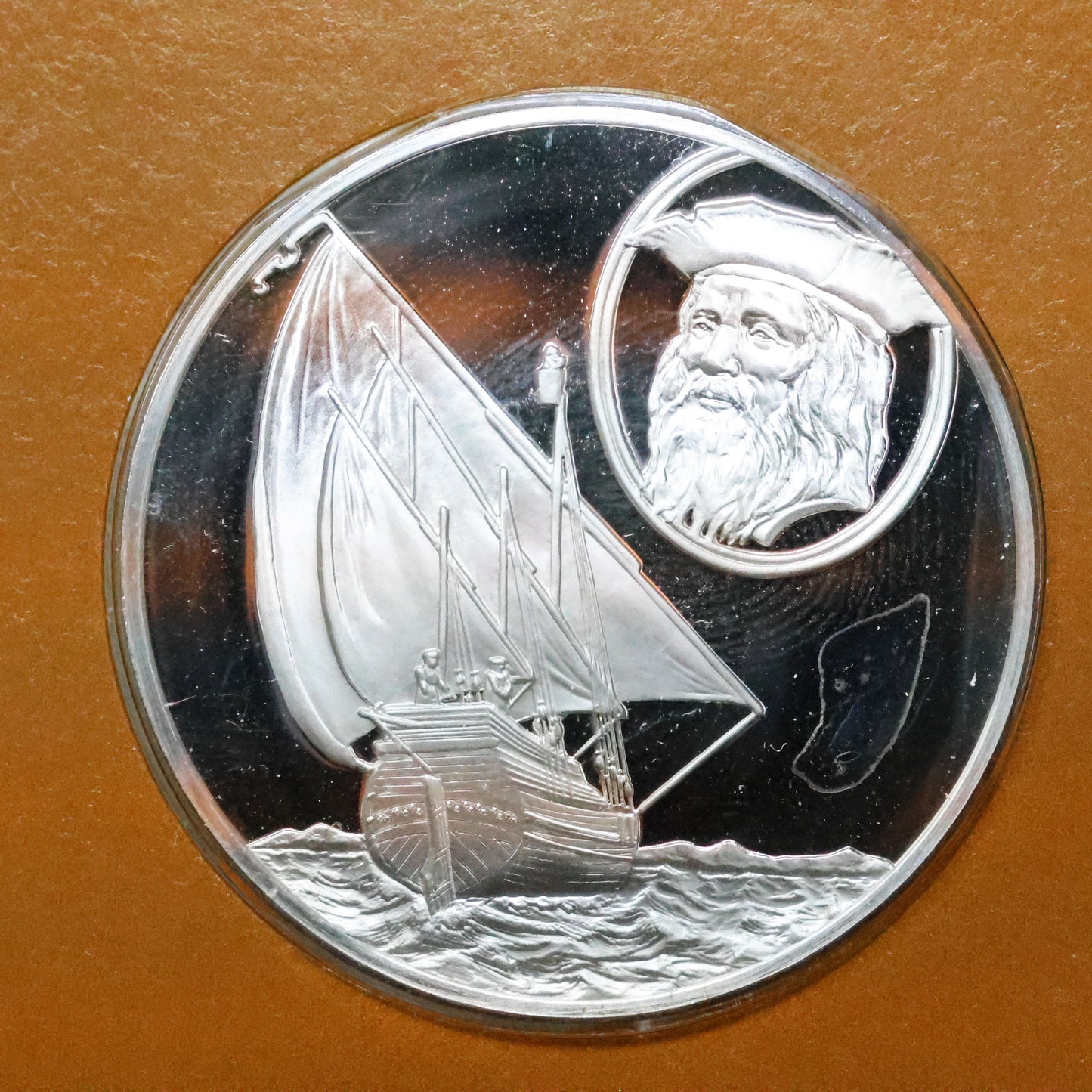 Franklin Mint The Great Explorers STERLING SILVER Art Round - Bartolomeu Dias