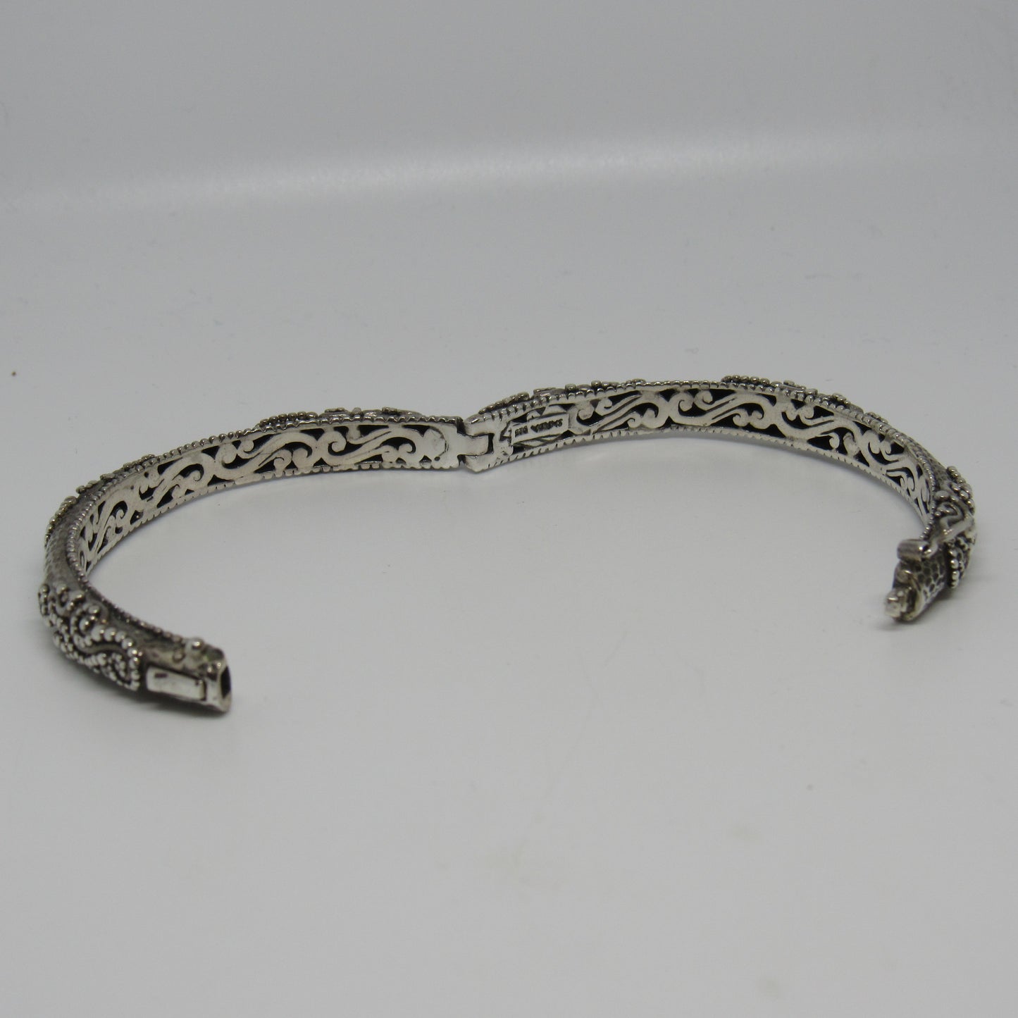 Sarda 925 Sterling Silver Artisan of Bali Hinged Bangle Bracelet - 7 inch