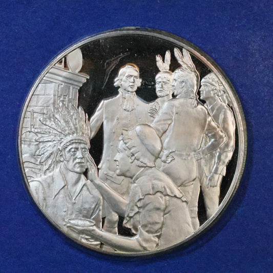 1973 Postmasters of America STERLING SILVER Art Round - No. 45 Boston Tea Party