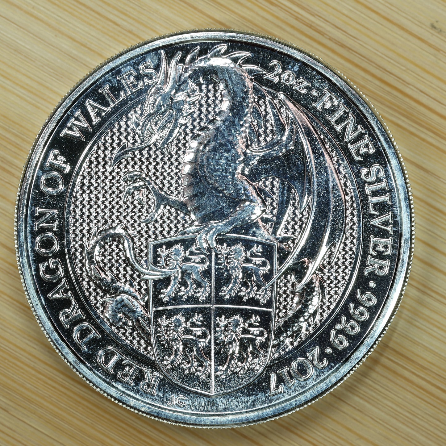 2017 GB 2 oz Silver Queens Beasts Red Dragon of Whales Exact Coin Pictured