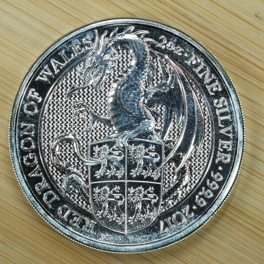 2017 GB 2 oz Silver Queens Beasts Red Dragon of Whales Exact Coin Pictured